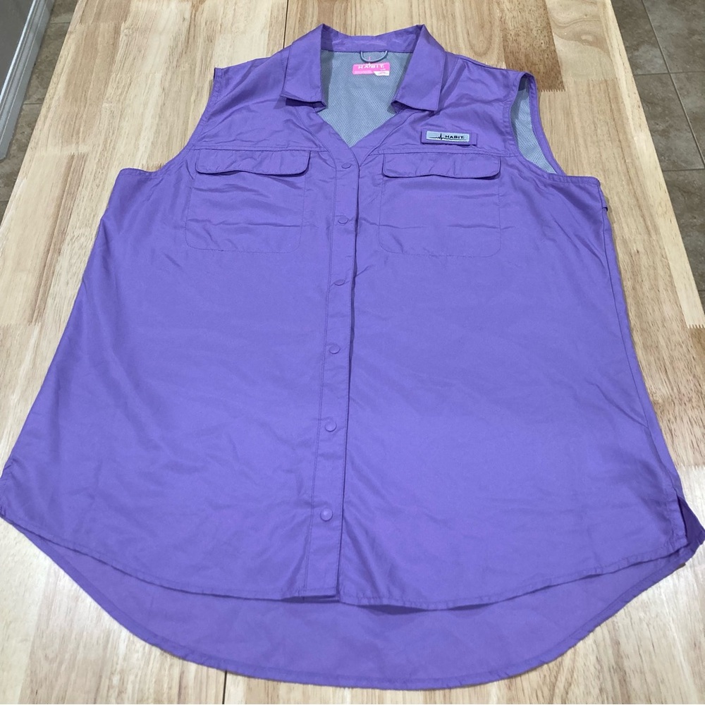 Habit Women's Lavender Sleeveless Button Shirt Size L